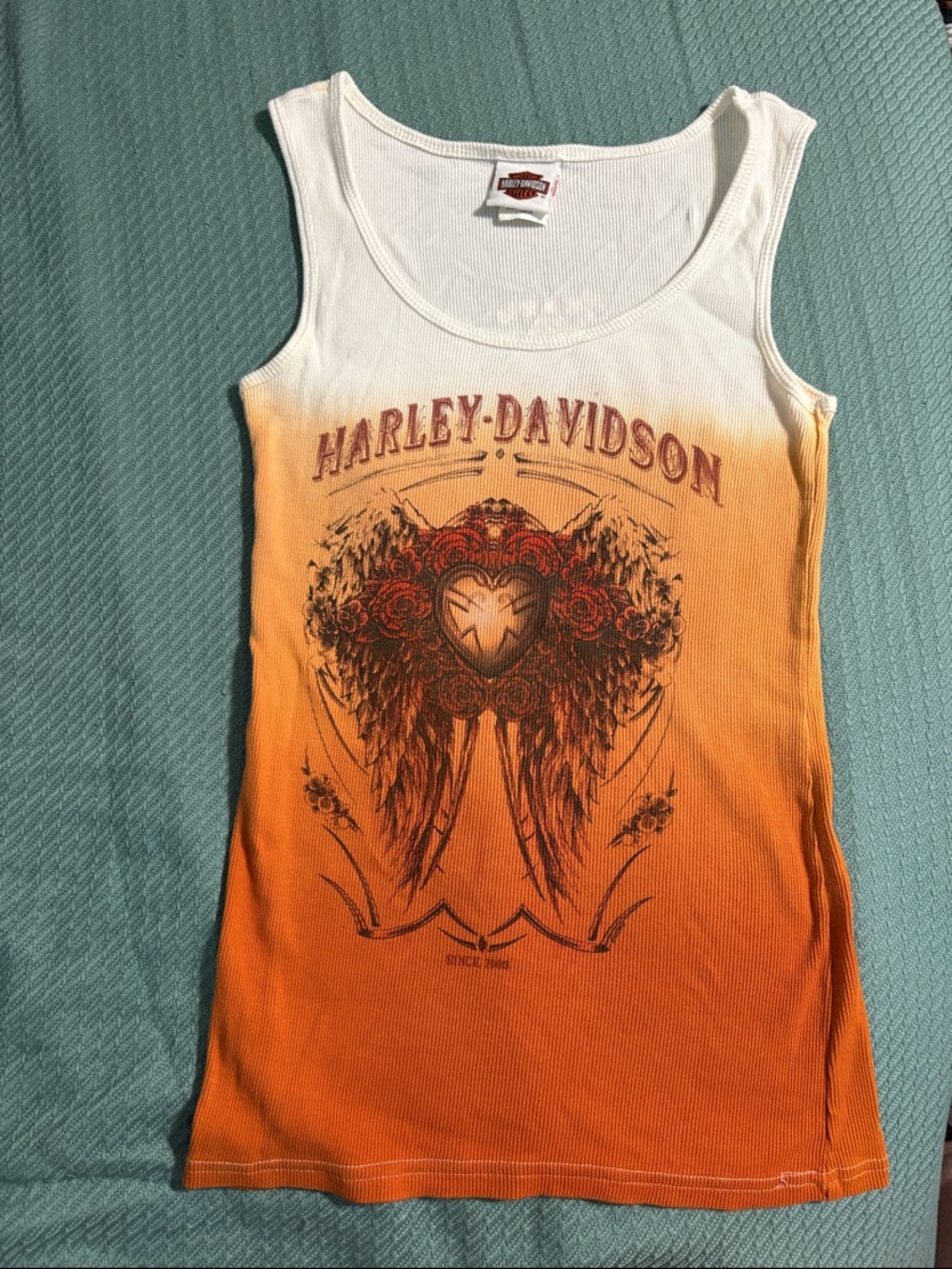 Vintage Sycamore Harley Davidson International England Ombre Ribbed Tank L